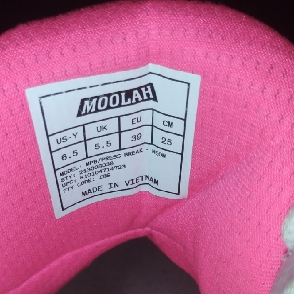Moolah Girls High-Top Sneakers - White, Pink, Yellow Size 6.5y - Picture 11 of 11